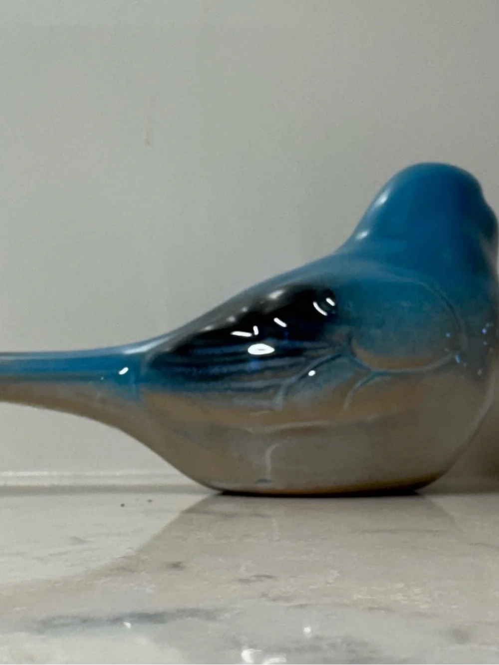 Vintage Blue Ceramic Bird Figurine